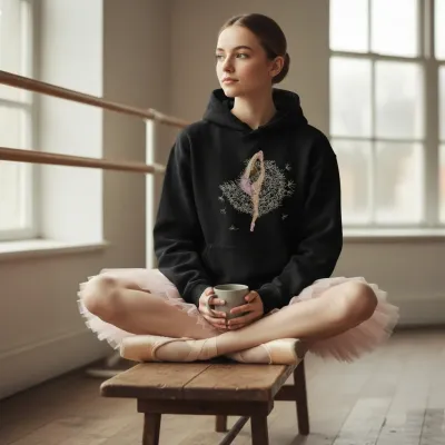 Closeup of a ballerina dance figure embroidery design, showcasing intricate stitching patterns for ballet enthusiasts.