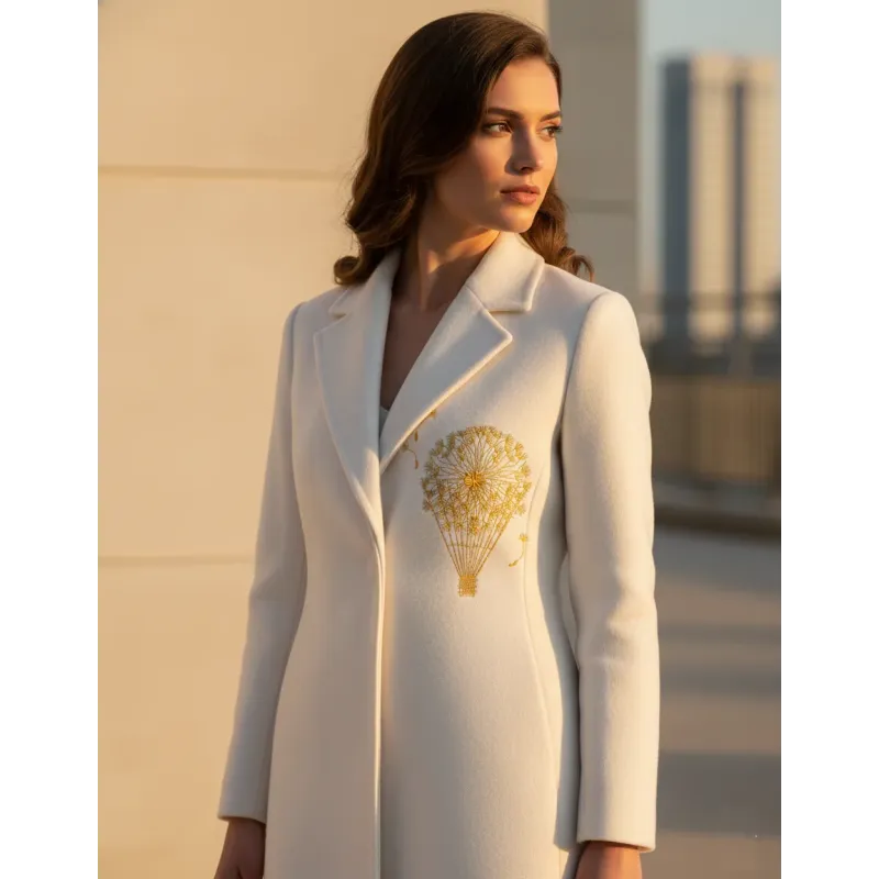 Dandelion hot air balloon embroidery design showcasing whimsical flowers, ideal for stitching on apparel and accessories.