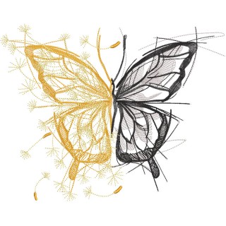 Butterfly black and gold embroidery design - Embroidery Design