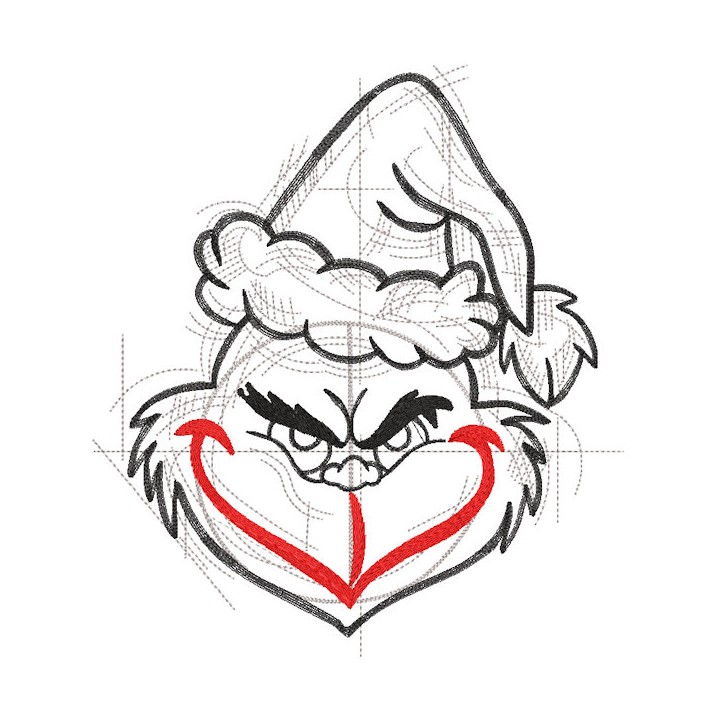 How to draw Grinch embroidery design - Embroidery Design