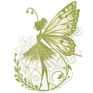Green meadow fairy embroidery design - Embroidery Design