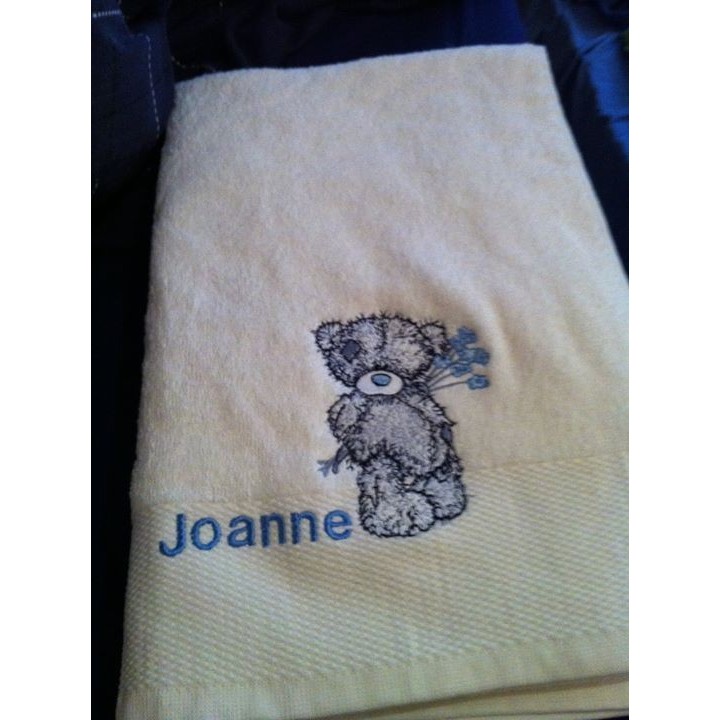 Teddy Bear with blue flower embroidery design - Embroidery Design