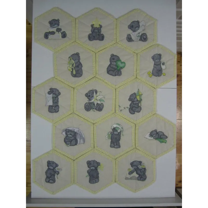 Teddy Bear with blue flower embroidery design - Embroidery Design