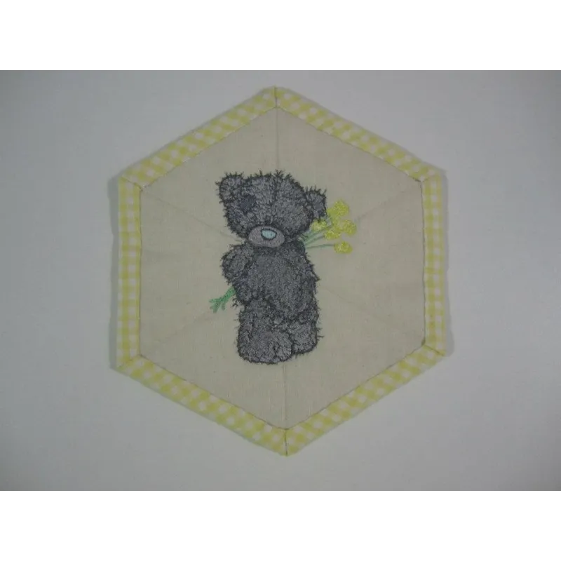Teddy Bear with blue flower embroidery design - Embroidery Design