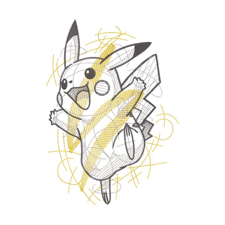 Pikachu sketch embroidery design - Embroidery Design