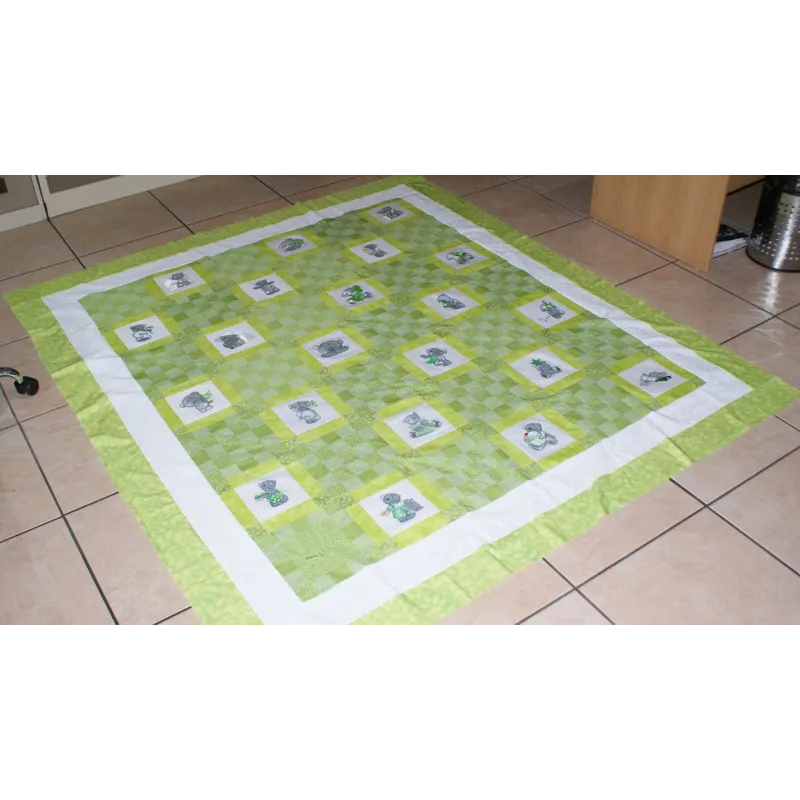 Teddy Bear with blue flower embroidery design - Embroidery Design