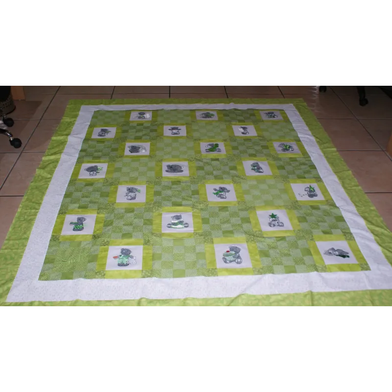 Teddy Bear with blue flower embroidery design - Embroidery Design