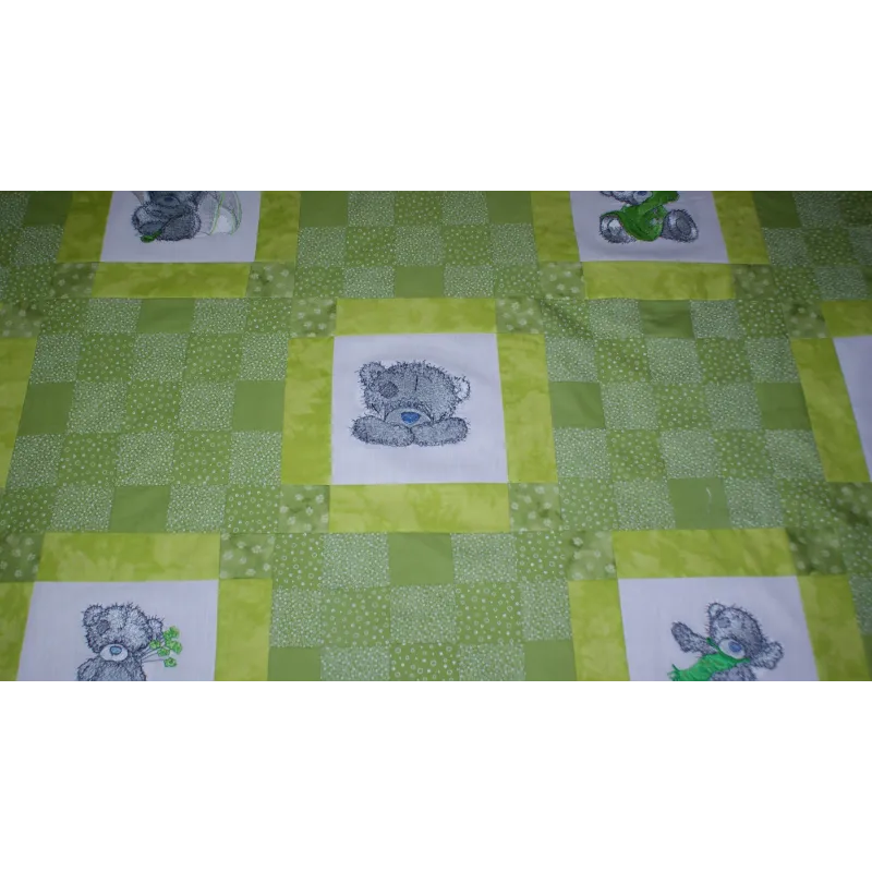 Teddy Bear with blue flower embroidery design - Embroidery Design