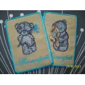 Teddy Bear with blue flower embroidery design - Embroidery Design