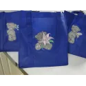 Teddy Bear with blue flower embroidery design - Embroidery Design