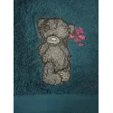 Teddy Bear with blue flower embroidery design - Embroidery Design