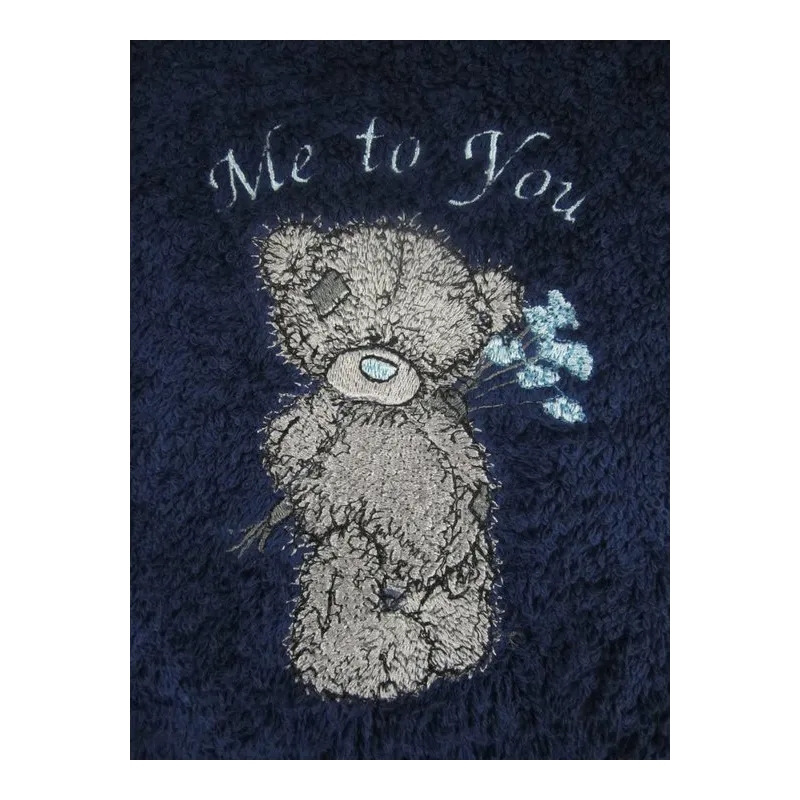 Teddy Bear with blue flower embroidery design - Embroidery Design