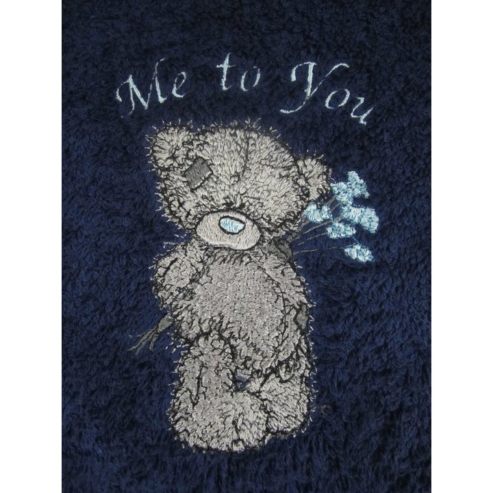 Teddy Bear with blue flower embroidery design - Embroidery Design