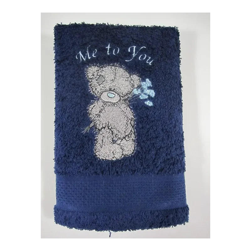Teddy Bear with blue flower embroidery design - Embroidery Design