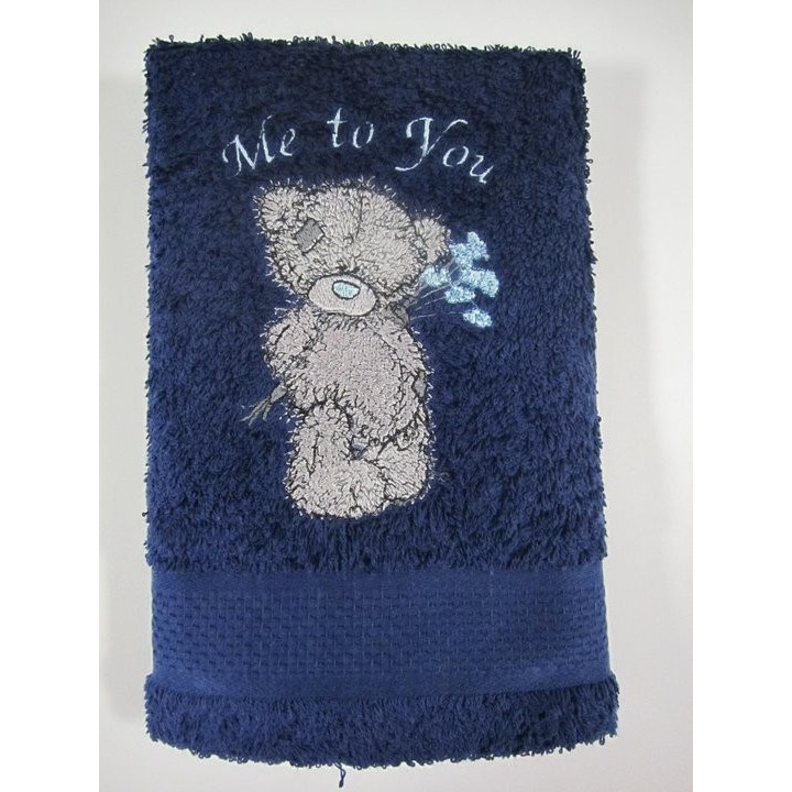 Teddy Bear with blue flower embroidery design - Embroidery Design