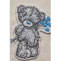 Teddy Bear with blue flower embroidery design - Embroidery Design