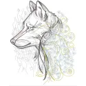 Intricate dandelion wolf embroidery design showcasing a majestic wolf intertwined with delicate dandelion elements.