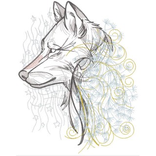 Dandelion wolf embroidery design - Embroidery Design