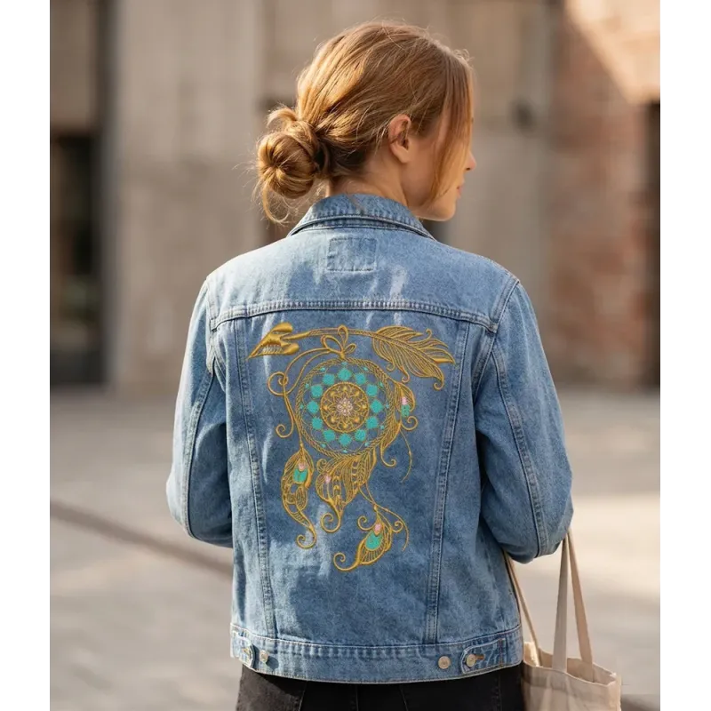 Dreamcatcher 14 embroidery design preview showcasing intricate stitching patterns inspired by Native American art.