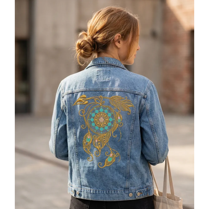 Dreamcatcher 14 embroidery design preview showcasing intricate stitching patterns inspired by Native American art.