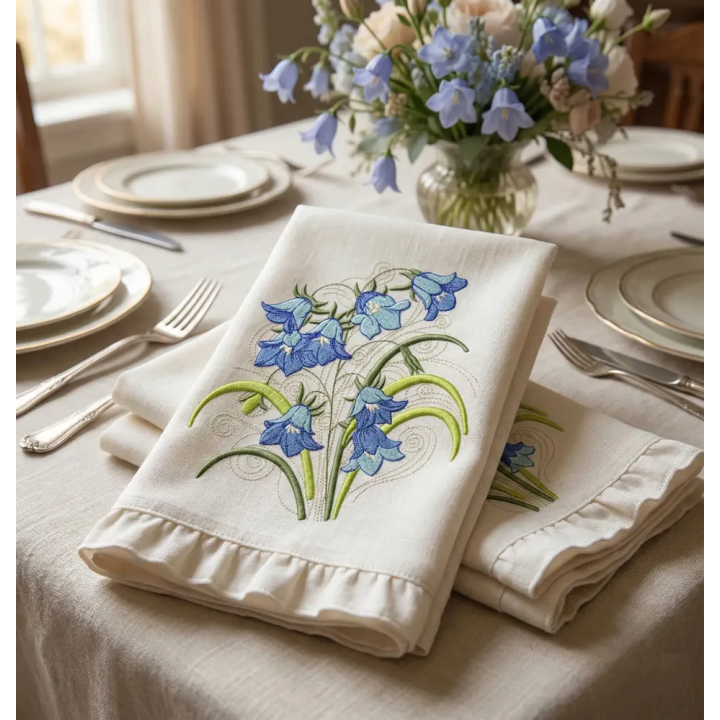 Preview of a bluebells flowers bouquet embroidery design showcasing intricate floral stitching patterns.