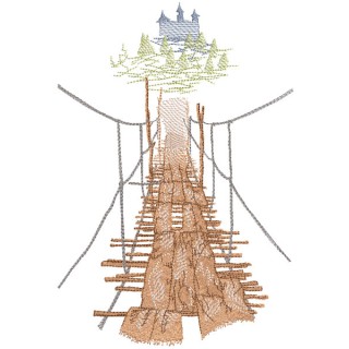 Suspension bridge to the castle embroidery design - Embroidery Design