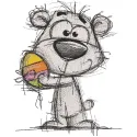 Bear with Easter egg sketch embroidery design