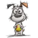 Dog with Easter egg sketch embroidery design