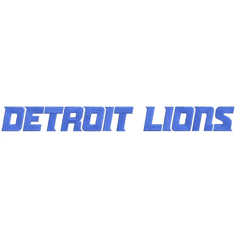 Embroidery design featuring the Detroit Lions Wordmark Logo from 2017, showcasing the team's iconic blue and silver colors.