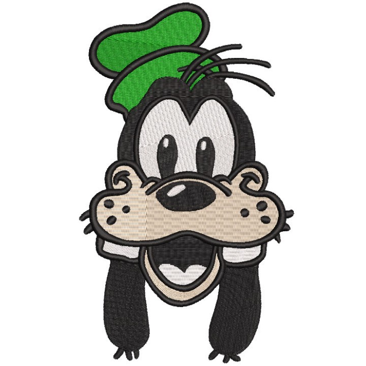 Smiling Goofy Head embroidery design - Embroidery Design