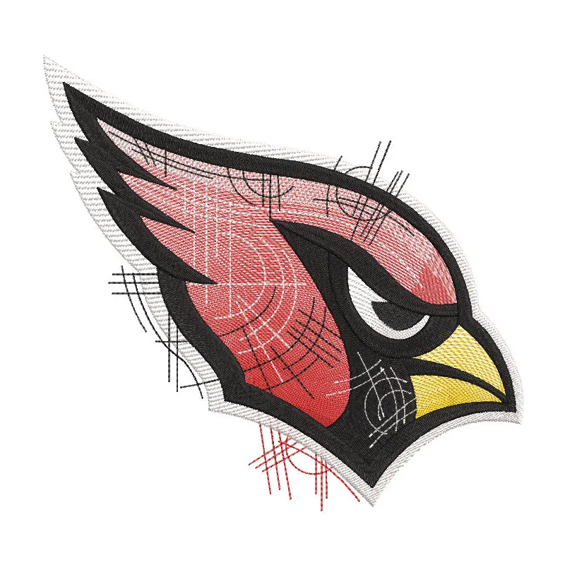 Arizona Cardinals logo art sketch embroidery design featuring the iconic cardinal bird in vibrant colors.