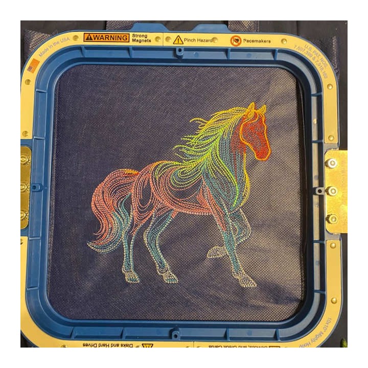 Rainbow Horse Sketch Embroidery Design - Vibrant Art