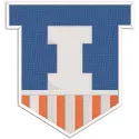 Illinois Fighting Illini Victory Shield embroidery design featuring team colors and logo on fabric background.