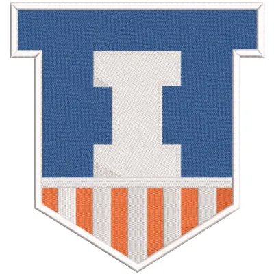 Illinois Fighting Illini Victory Shield embroidery design featuring team colors and logo on fabric background.