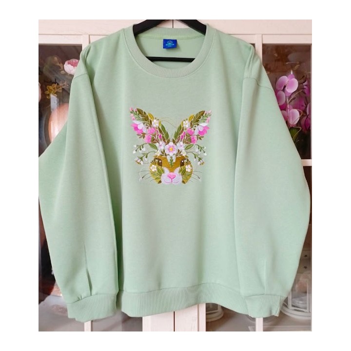 Charming Floral Easter Bunny Embroidery Design