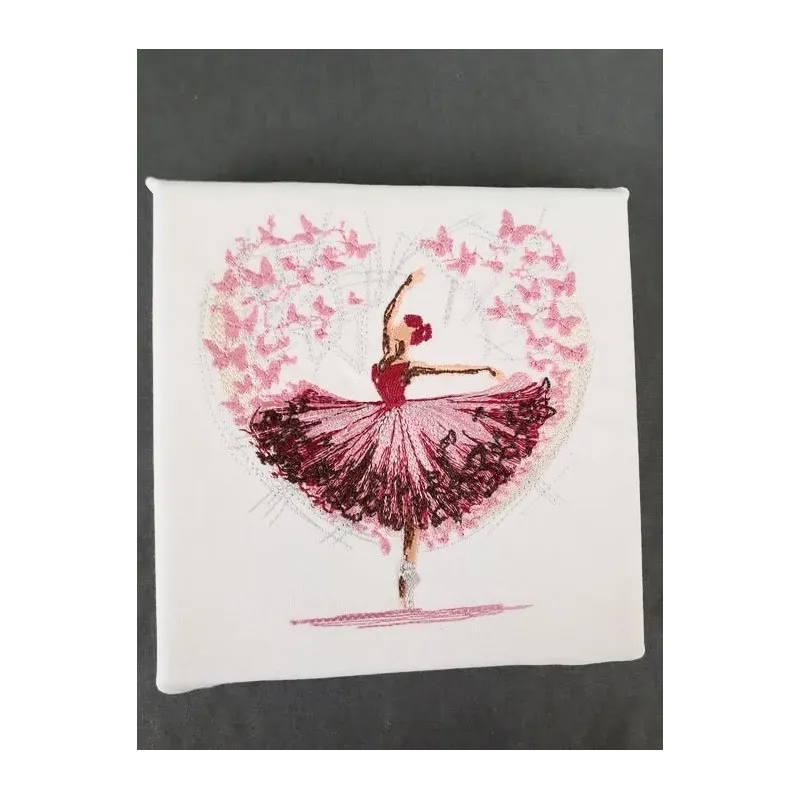 Ballet in my heart embroidery design featuring elegant dancers, perfect for stitching on t-shirts and tote bags.