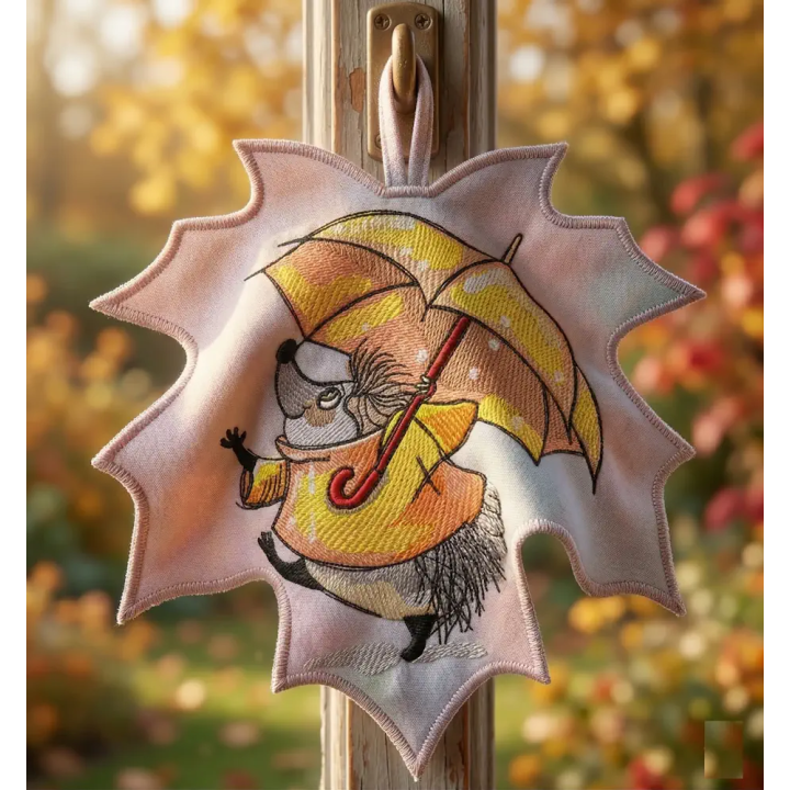 Hedgehog with Umbrella Embroidery Design - Shop Now!