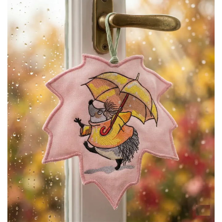 Hedgehog with Umbrella Embroidery Design - Shop Now!