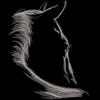 Horse Silhouette black blackground embroidery design - Embroidery Design