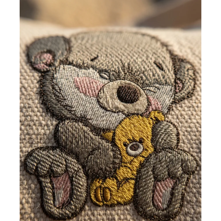 Bear with teddy bear embroidery design - Embroidery Design