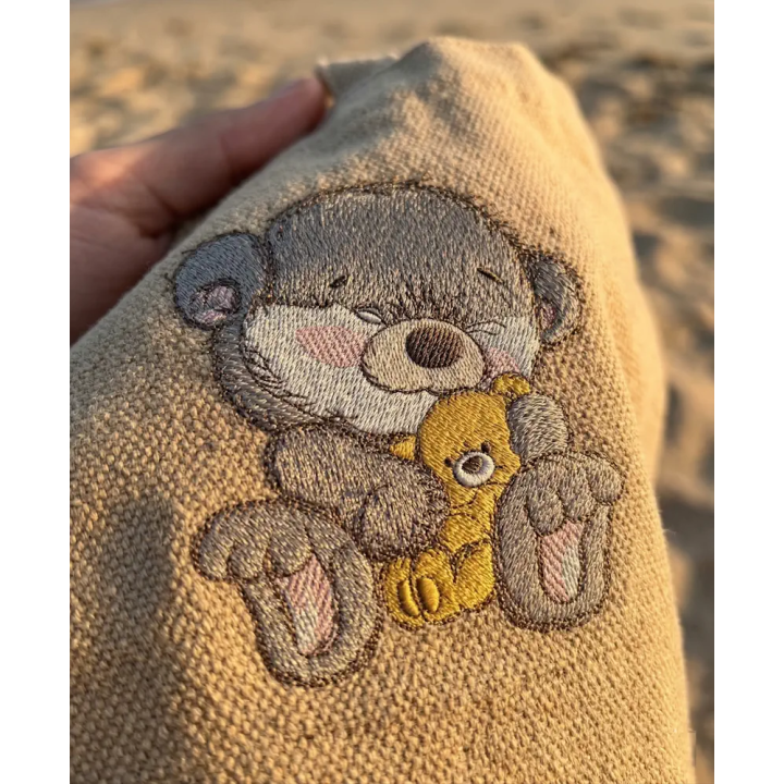 Bear with teddy bear embroidery design - Embroidery Design