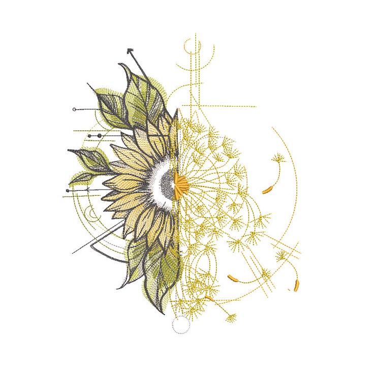 Chamomile vs  Dandelion embroidery design - Embroidery Design