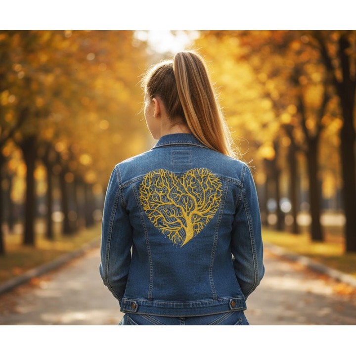 Golden Tree Heart Embroidery Design - Perfect for Valentine…