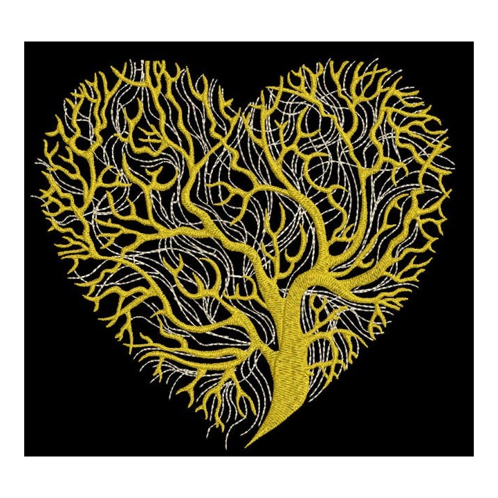 Golden Tree Heart Embroidery Design - Perfect for Valentine…