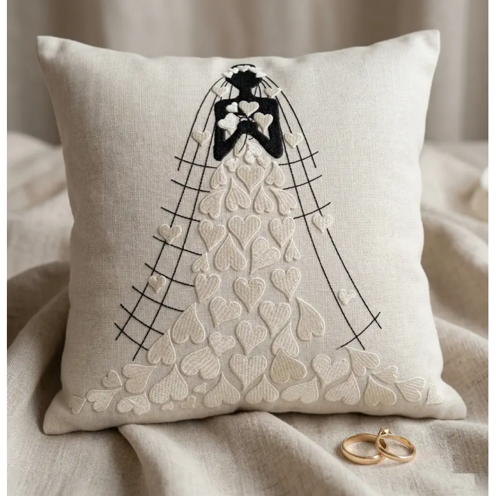 Bride Dress of Hearts Embroidery Design | Valentine's Day