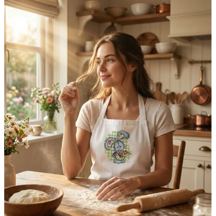 Charming Bunny Baking Cookies Embroidery Design