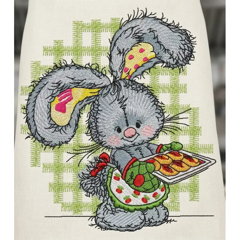 Bunny Baking Cookies Stitching Pattern