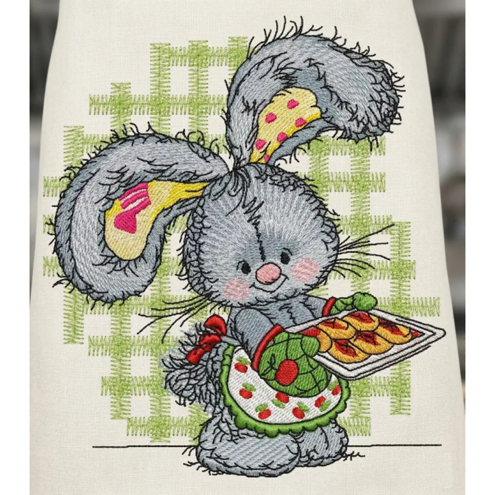 Charming Bunny Baking Cookies Embroidery Design