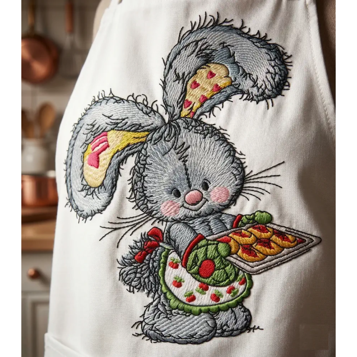 Charming Bunny Baking Cookies Embroidery Design