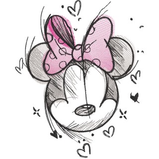 Mickey mouse romantic sketch embroidery design - Embroidery Design